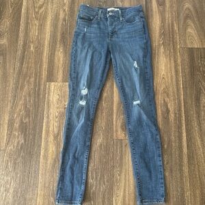 Levi's Women's Blue Distressed Skinny Jeans